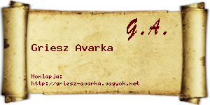 Griesz Avarka névjegykártya